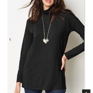 J. Jill Luxe Supima Turtleneck Tunic Size Large Black